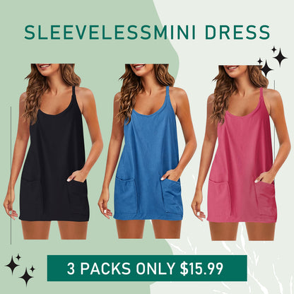 Special Sale❤️Womens Summer Sleeveless Mini Dress V Neck Spaghetti
