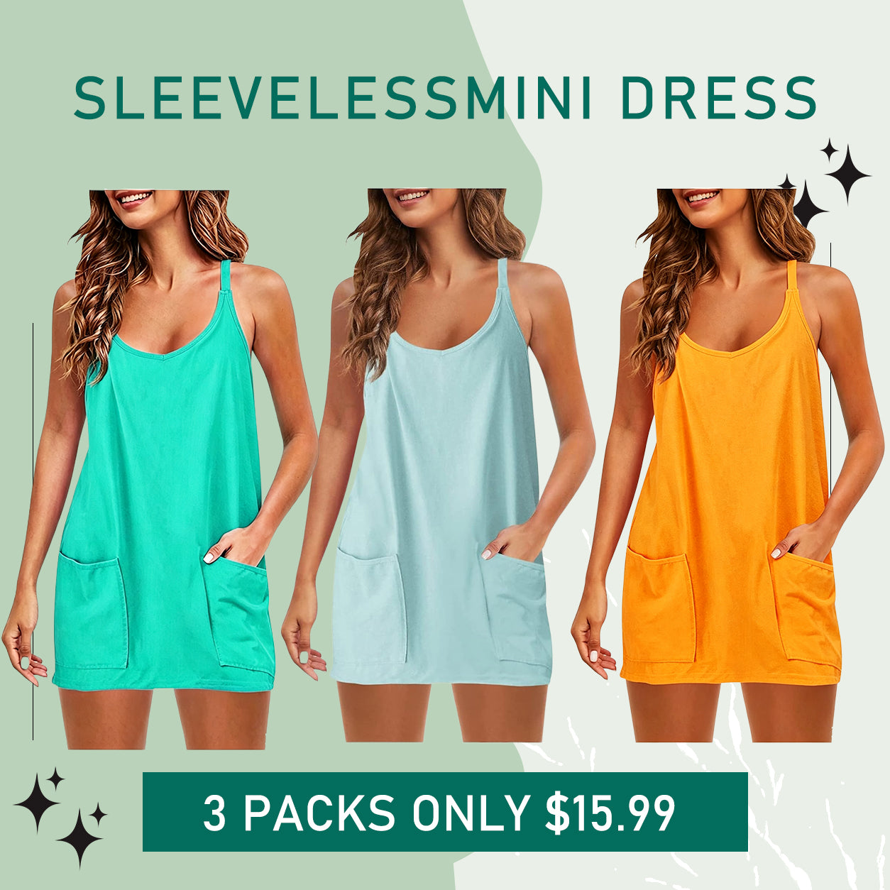 Special Sale❤️Womens Summer Sleeveless Mini Dress V Neck Spaghetti