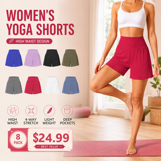 Women's Ultra-High-Rise 2-in-1 Cooling Yoga Shorts (7-inch, with pockets)