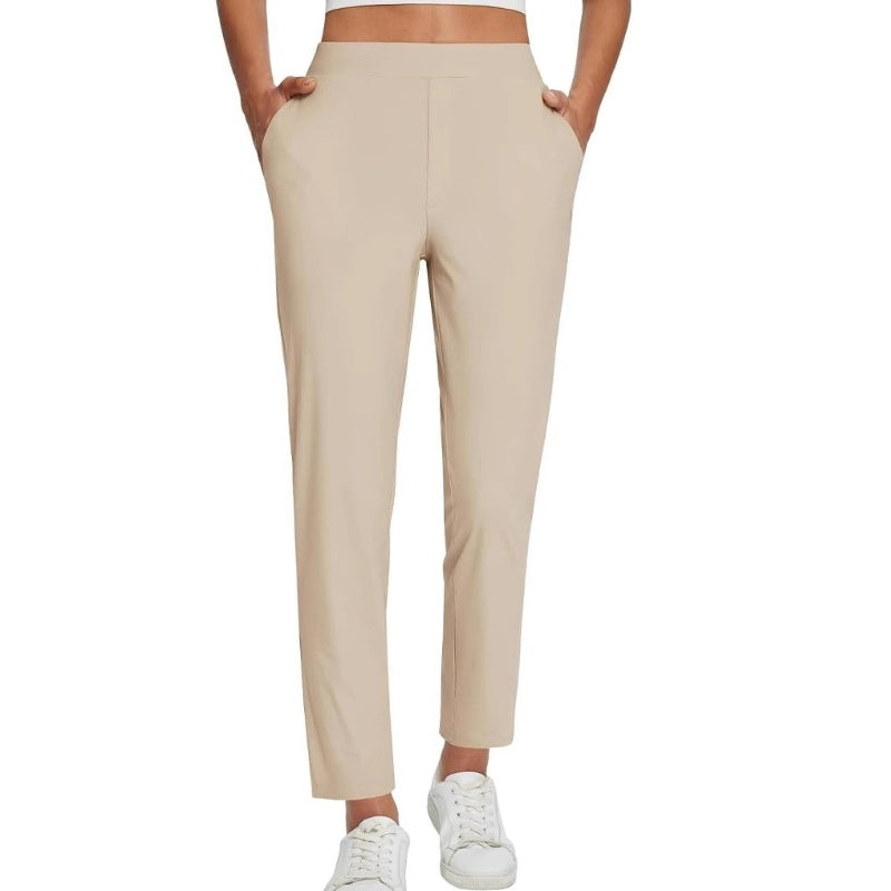 Women’s Fitted High-Waisted Zip-Pocket Trousers👖Lightweight, Breathable, Soft 26"/27" Ankle Pants with Zipper Pockets