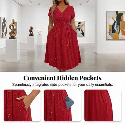 Women's Elegant V-Neck Twist Front Dress